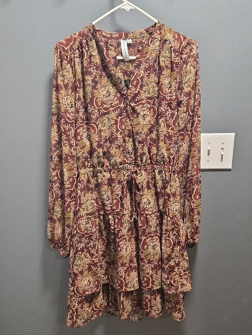 Long-Sleeved Boho Midi Dress